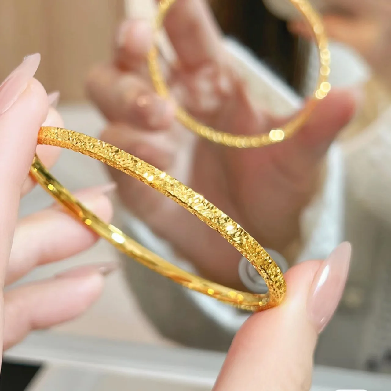 9999 24K real gold Star broken ice ice narrow version bracelet closed high fashion simple fold wear women's jewelry