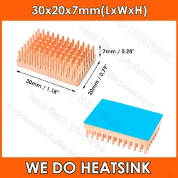 Pure Copper Pin Fin Heatsink with Thermal Adhesive Pad - 30x20x7mm - 3pcs (With Pad)