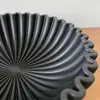 Decorative Bowl Modern Black Ruffle Resin Handcrafted Fluted Bowl Heavy Duty Centerpiece Desktop Decoration Fruit Bowl 5