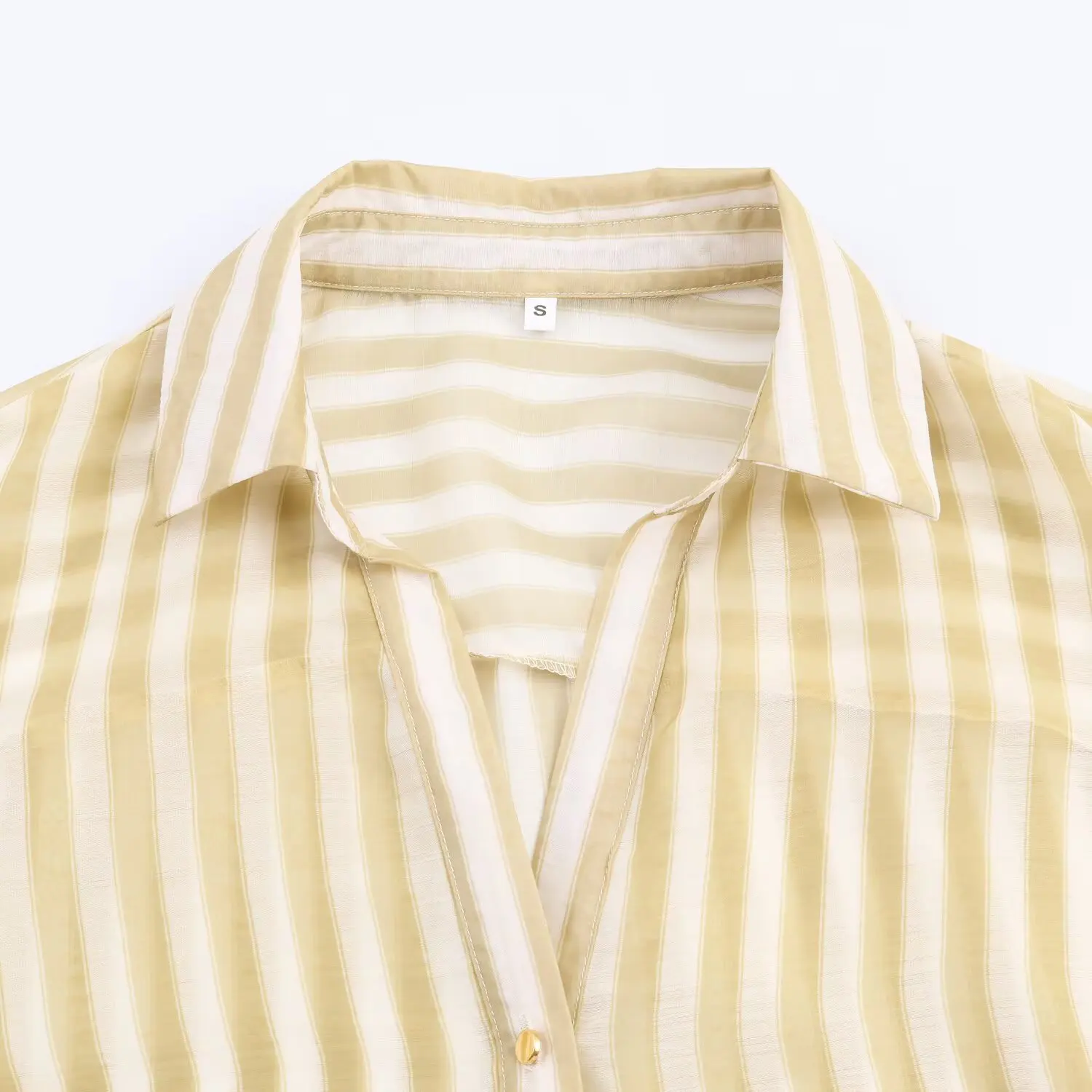 Women's Autumn New Loose Yellow Striped Shirt Turn-Down Collar Single Breasted Commuting Casual Versatile Female Shirt Streetwea
