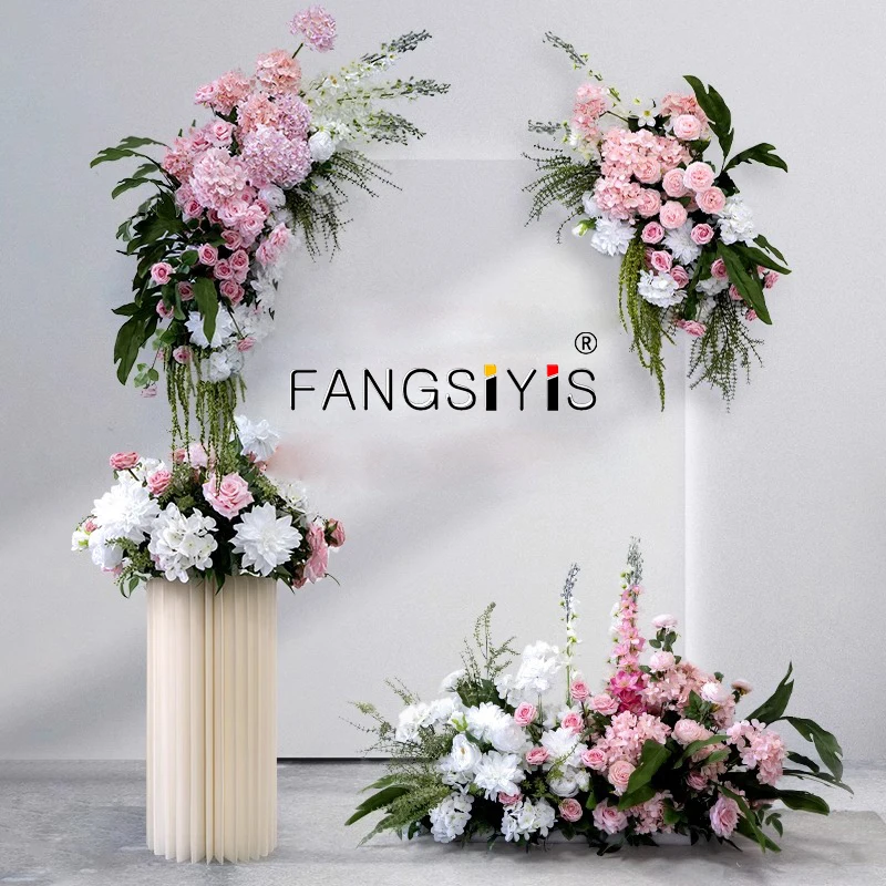 

Pink Wedding Arch Backdrop Decor Artificial Flower Row Arrangement Hanging Corner Flowers Party Table Centerpiece Floral Ball