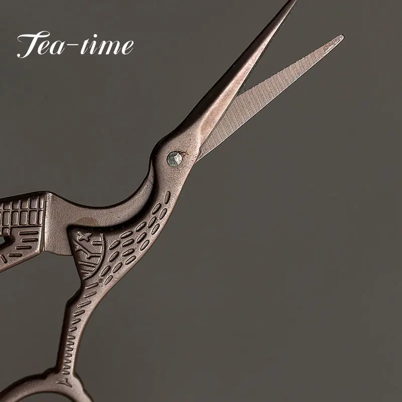 Japanese Style Retro Crane Shape Tea Knife Household Multifunction Tea Bag Package Small Scissors Ceremony Accessories Gifts