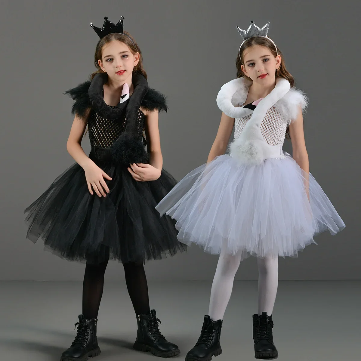 Conjunto-de-vestido-de-princesa-de-cisne-blanco-y-negro-para-ni-a-traje ...