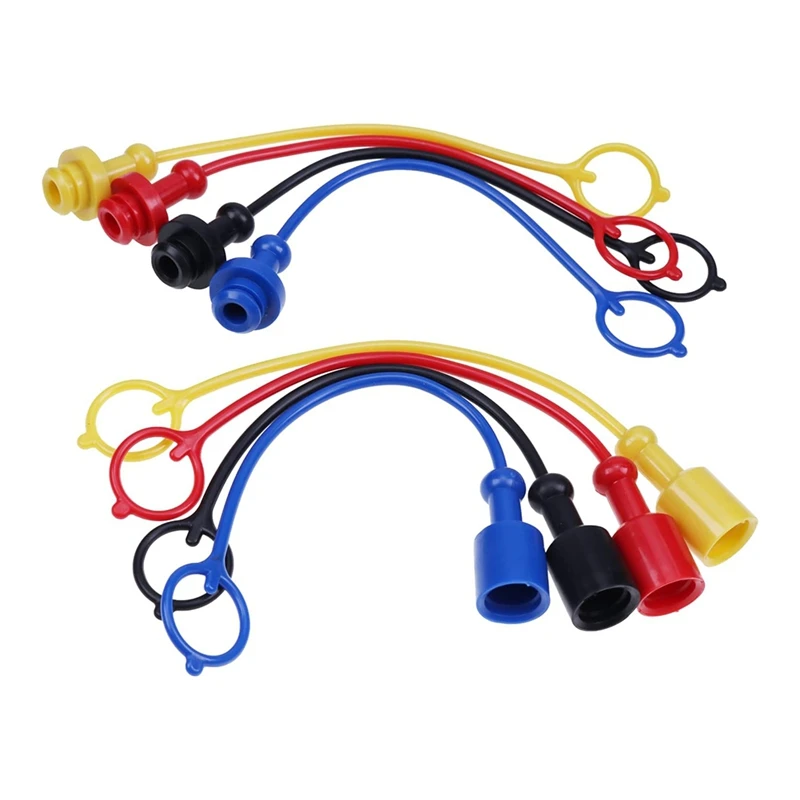 4 Sets Hydraulic Quick Coupler Male Dust Cap And Female Plug Cover, Rubber Dust Caps/Plugs
