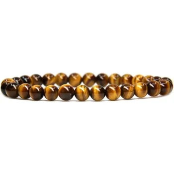 {Rich and Fortune} Tiger Eye Bracele Handmade Natural Gemstone Elastic Bracelet Crystal Stone Beads Jewelry Gifts for Women Men