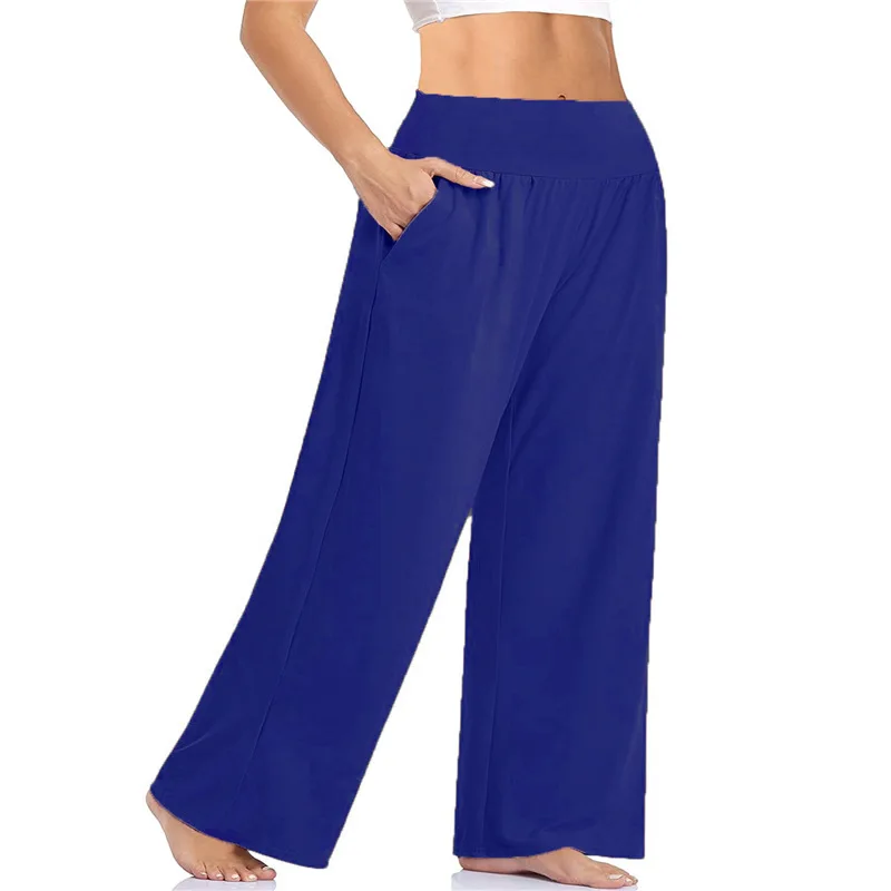 Wide Leg Sleeping Pants Women Pants Office Lady With Pockets Solid Loose Casual Straight Long Trousers