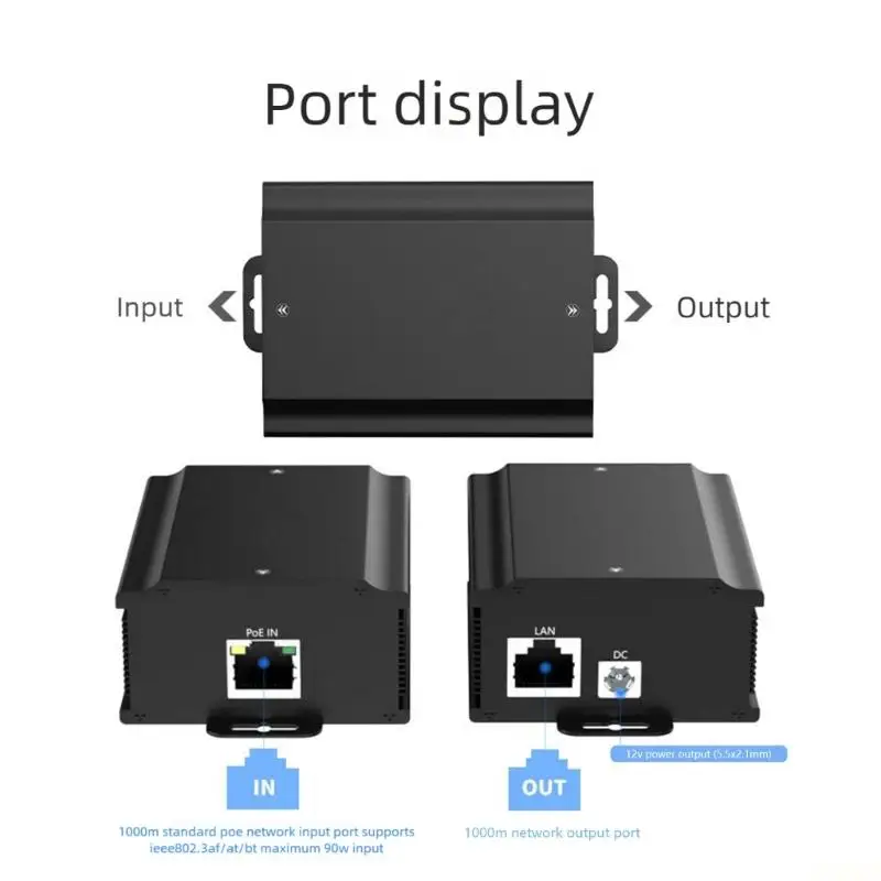 B03F 기가비트 이더넷 POE 분배기 DC48V 12V 6A 전원 공급 장치 금속 하우징