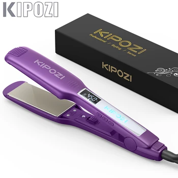 Piastra per capelli professionale KIPOZI Ferro da stiro in titanio con display LCD digitale Regalo per ferro arricciacapelli con riscaldamento istantaneo a doppia tensione 1
