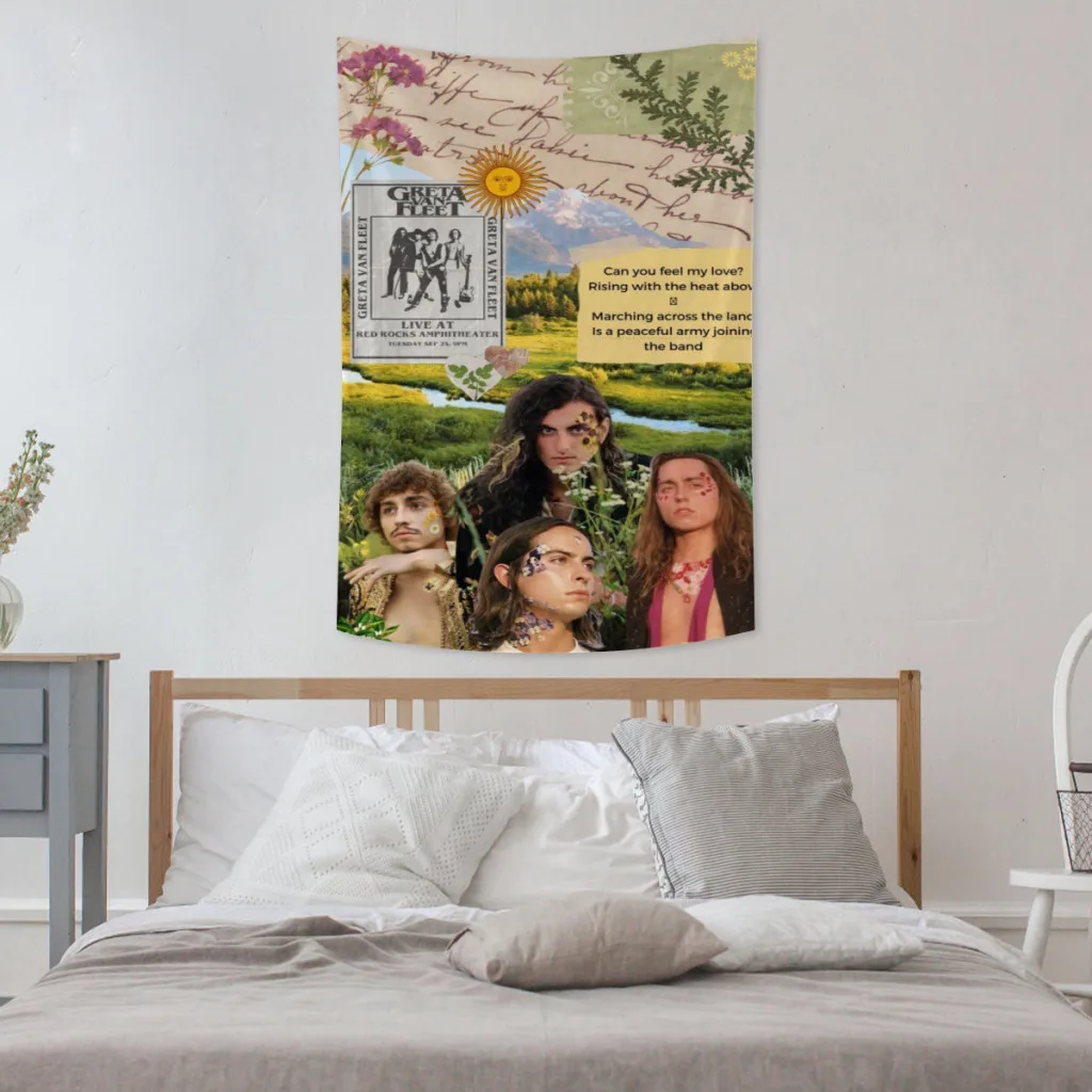 

Greta Van Fleet Band Y2K Rock Tapestry Music Album Canvas Art Pictures Club Wall Hanging Bedroom Décor Aesthetic Customized