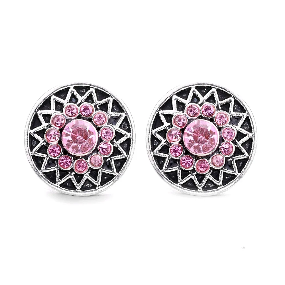 30pcs New Snap Button Jewelry DIY Mini Crystal  Flower 12mm Metal Snaps Buttons Charms for Snap Bracelet Earrings Necklace