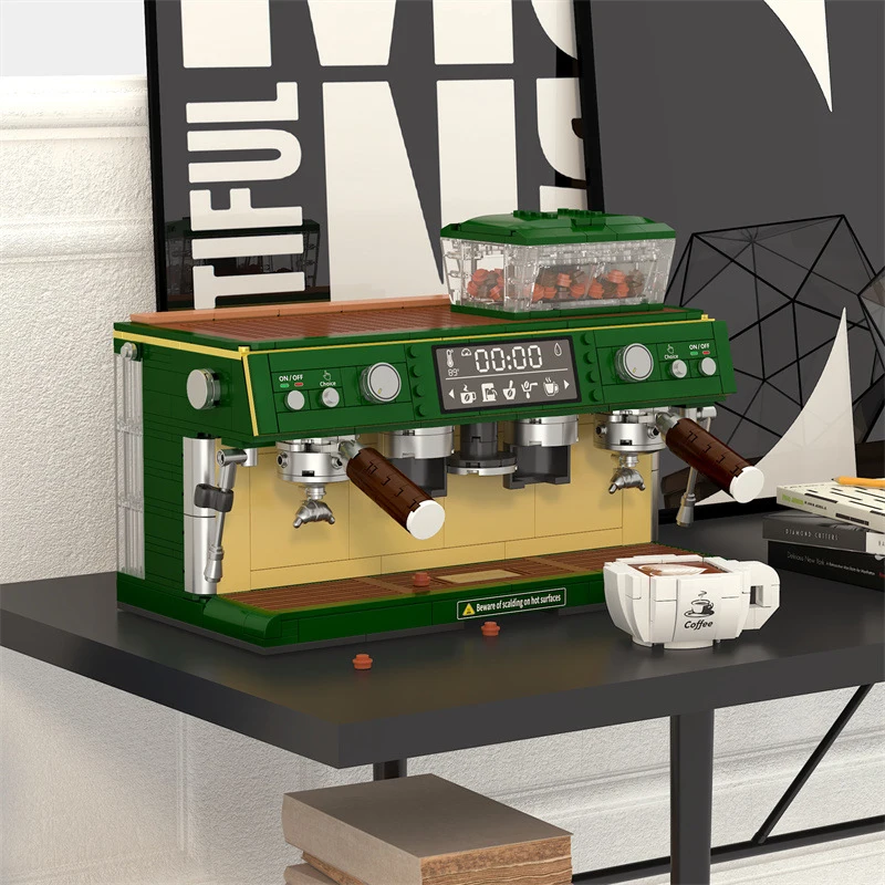 467Pcs Vintage Coffee Machine Building Block Classic Imitation Hand Coffee Macker Desktop Decoration Bricks for Kid Toys Adults