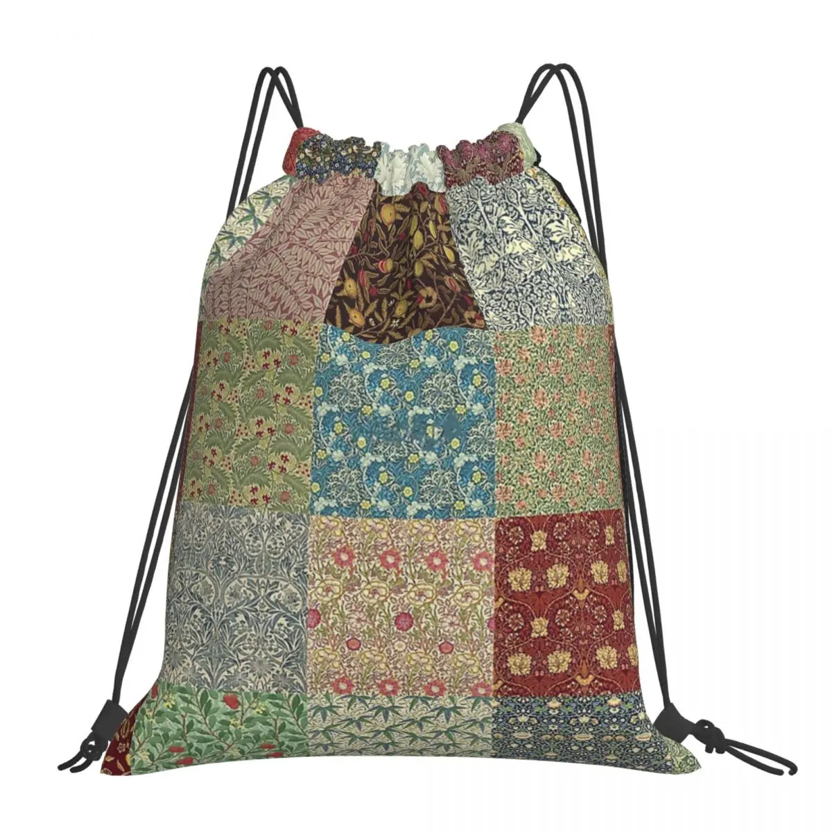

William Morris Pattern Collection Backpacks Drawstring Bags Drawstring Bundle Pocket Sports Bag BookBag For Travel Students