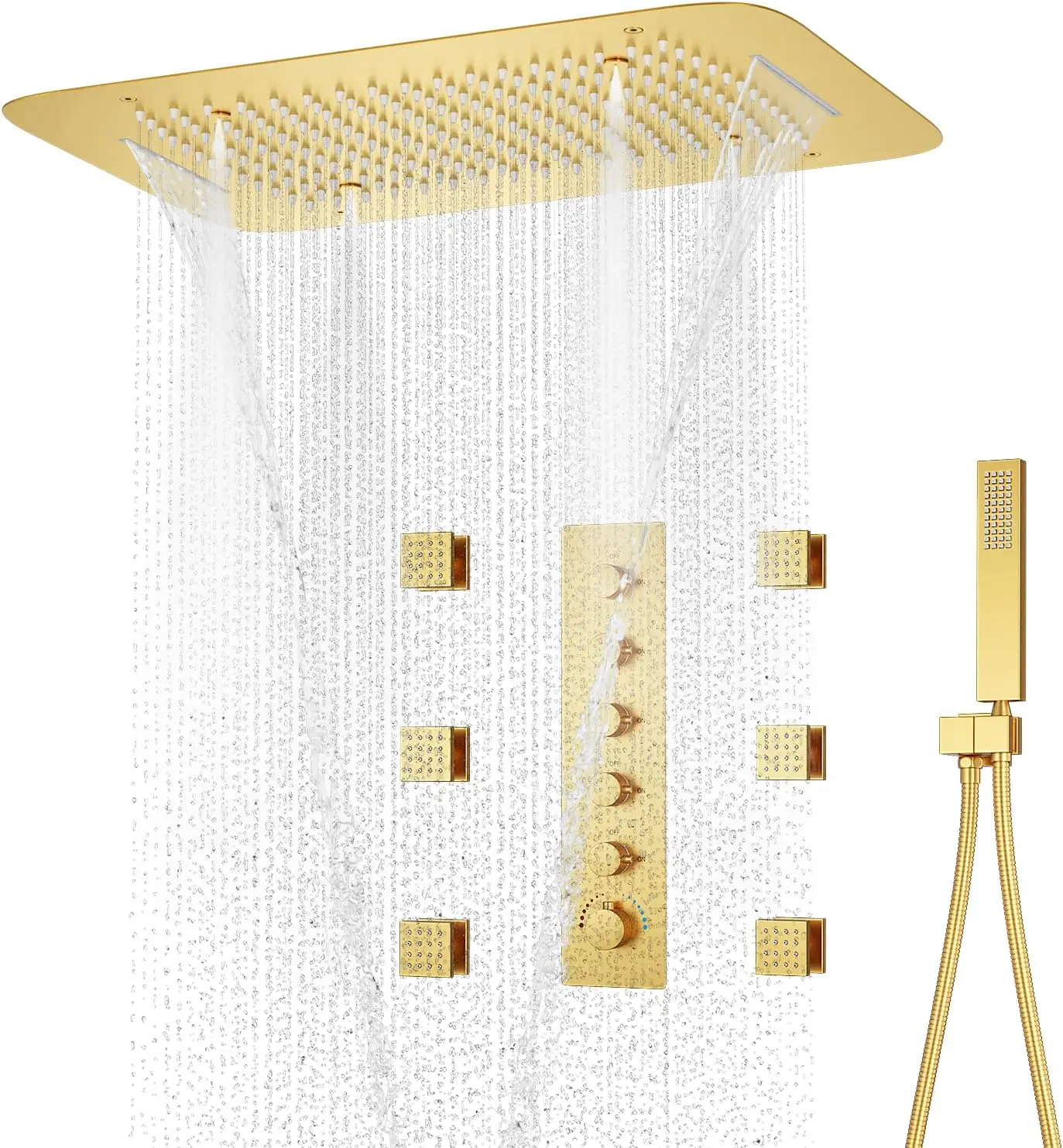 Luxury 16 X 24 Inch Full Body Shower System With Multi Function Rainfall Thermostatic Shower Faucet Set