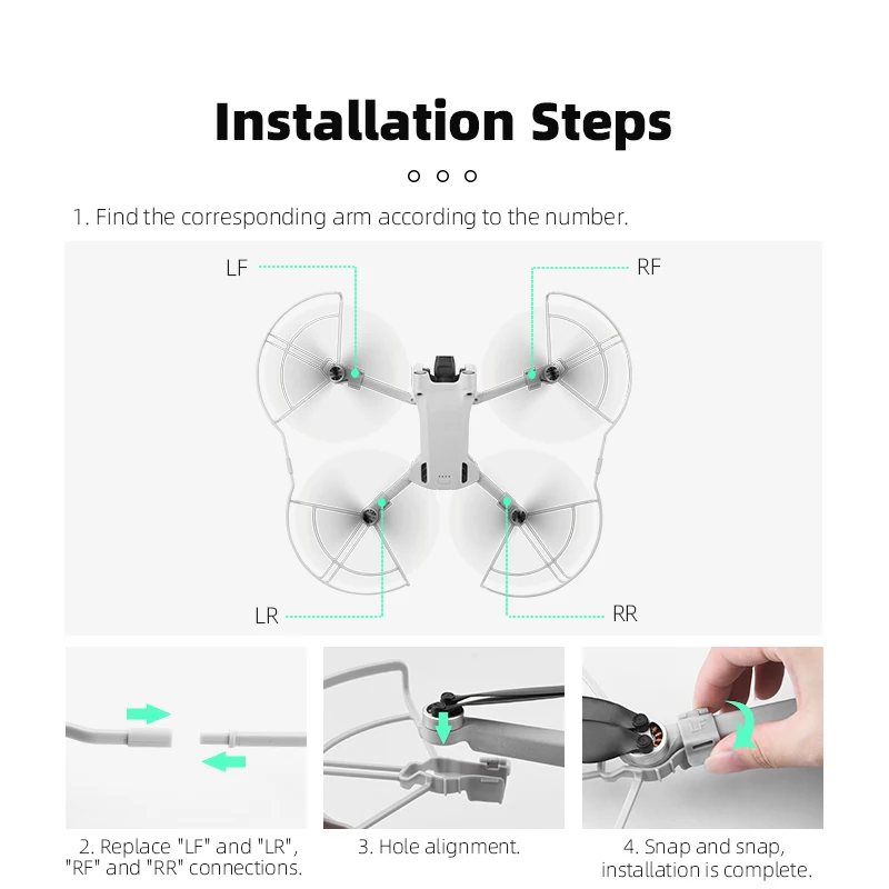 Protection d'hélice pour drone - Lot de 2, gris clair et vert clair