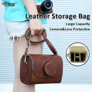 Borsa portaoggetti per fotocamera Custodia per accessori per fotografia con obiettivo in pelle di grande capacità Zaino da esterno Custodia per zaino impermeabile Kit per il trasporto