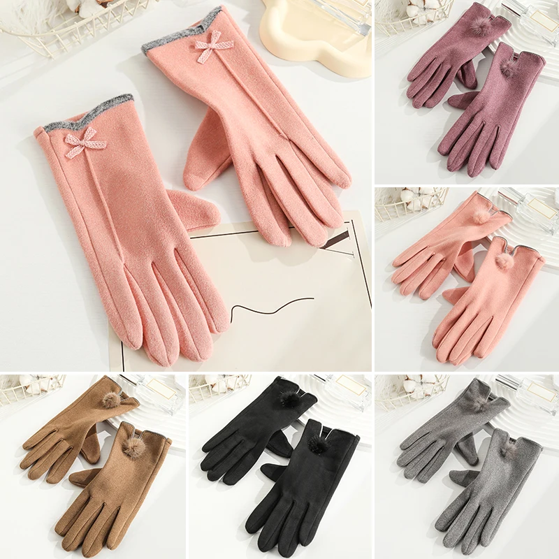 

Plush Winter Women Gloves Full Finger Mittens Fashion Cute Furry Warm Mitts Women Outdoor Sport Female Gloves Touchable New