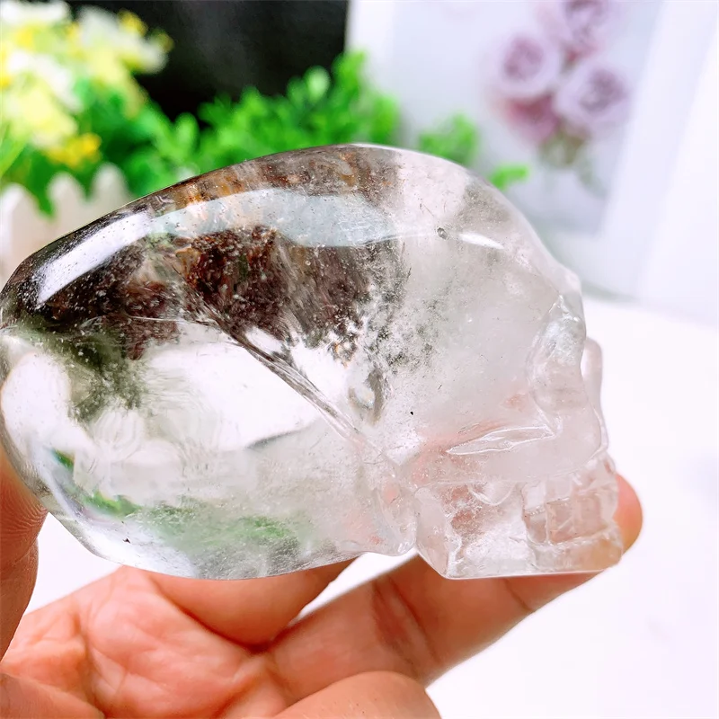 

Натуральная садовая кварцевая резьба по черепом, целебная мода, украшение для дома и офиса, Рождественский и новогодний подарок, 1 шт.