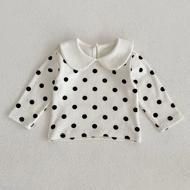 Autumn Spring Infant Baby Girls Clothing Toddler Baby Girl T-shirt Cotton Long Sleeve Dot Printing Newborn Girls T-shirt