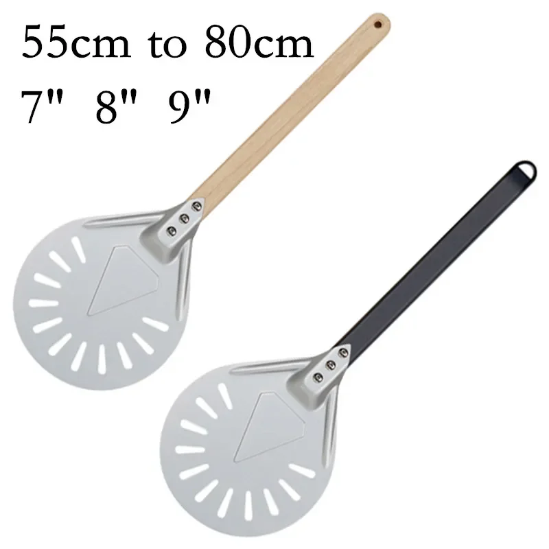 Pizza Peel Paddle Short Tool Non Slip wooden Handle 7 8 9 inch Perforated Pizza Turning Peel Shovel Aluminum celosia