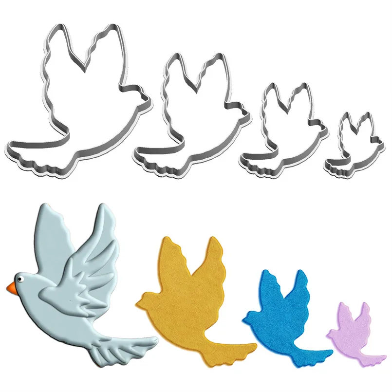 Cookie Cutter Baking Mold Decorating Tool Cartoon Flying Animals Peace Dove Plastic Molds Biscuit Cake Pastry Fondant