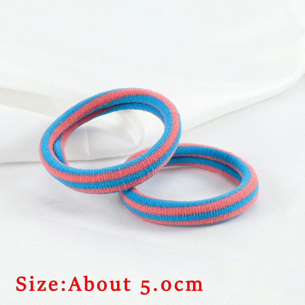 5 Stück 5 cm bunte dicke Haarbänder fluoreszierende Farbe elastische Mädchen Gummiband Kopfbedeckung Scrunchies Halter Haarschmuck Geschenk – Detail 1