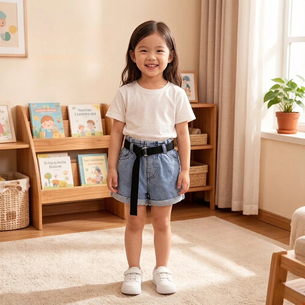 2026 새로운 여아 하이웨이스트 데님 반바지 아동 여름 캐주얼웨어 한국 스타일 ?