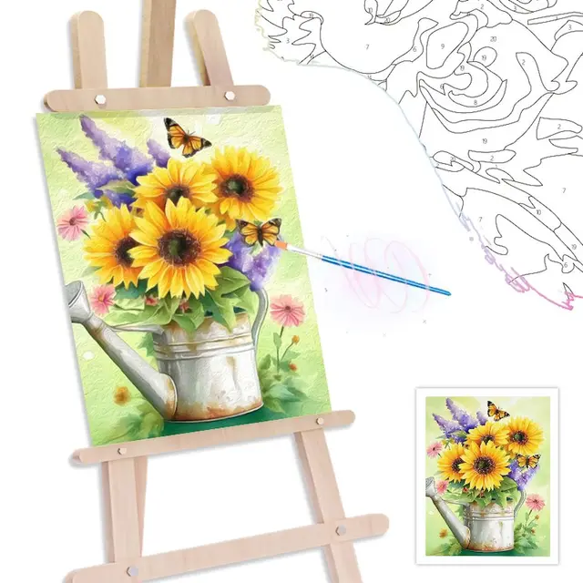 RUOPOTY-Peinture par numéros pour adultes, arrangement de fleurs, décoration de vase, cadre d'art mural, marqueurs de documents modernes, image sur toile, art mural 3