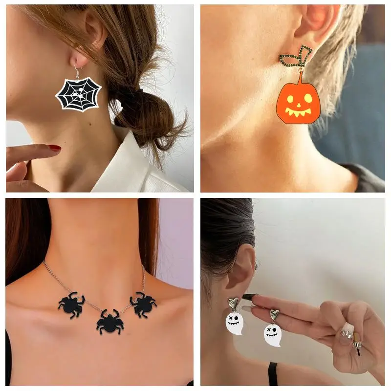 DIY Halloween Skull Pumpkin Ghost Skeleton Earring Silicone Mould Resin Pendant Casting Mold Handmade Jewelry Craft Making Tools