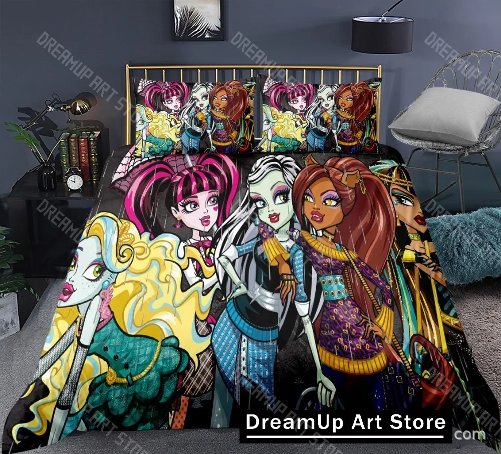 3D Print Cartoon Monster High Bedding Set Boys Girl Twin Queen King Size Duvet Cover Pillowcase Bed boys Adult Home Textiles 5