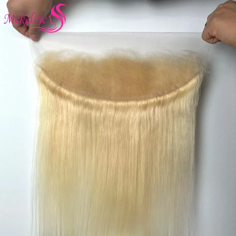 613 Blonde 13x4 Lace Frontal Closure Straight Body Human Hair Transparent Lace 10-20 Inch Pre Plucked Brazilian Virgin Hair