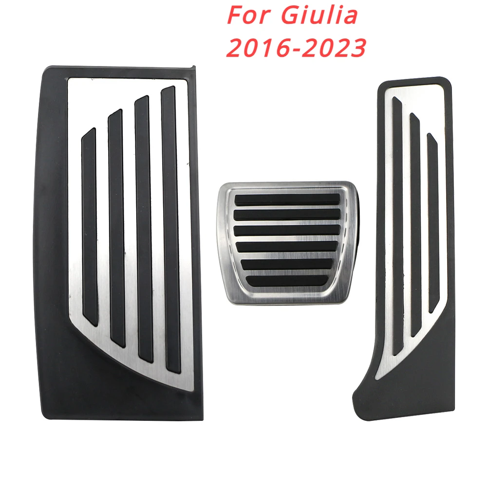 Alfa Romeo Giulia Stelvio 2016-2023 LHD 스테인레스 스틸 가스 가속기 브레이크 페달 커버 패드 부품 용 AT 스포츠카 페달