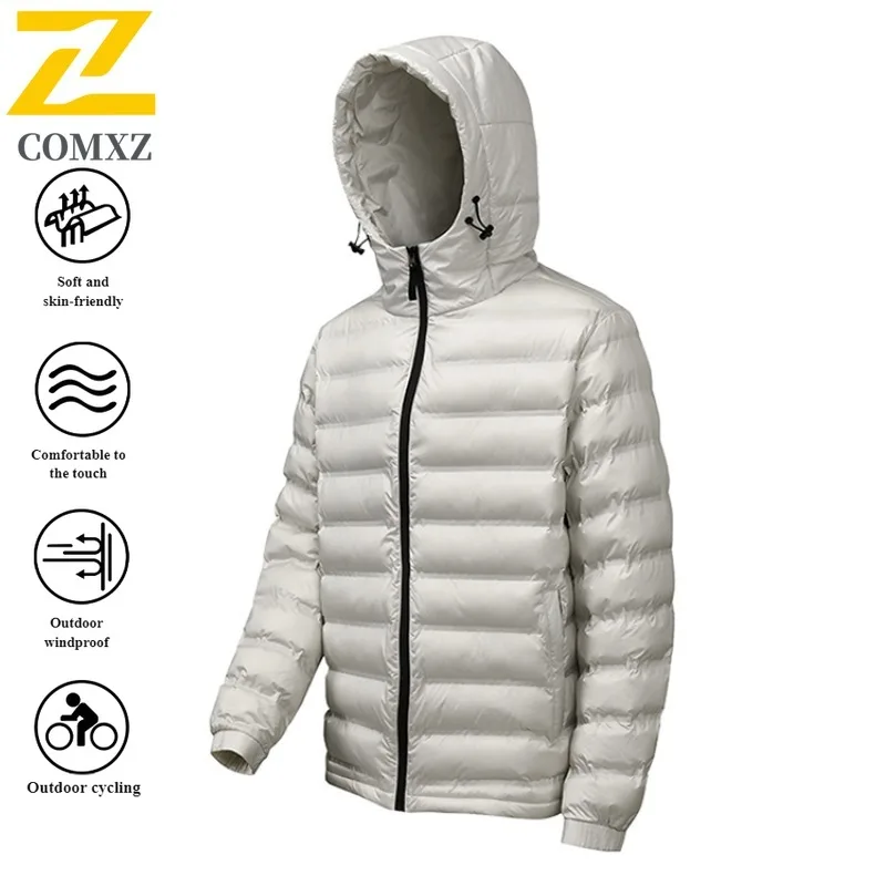 EIAO Winter Men's Sport Hooded Jacket  Waterproof Windproof Solid color Thermal Coat for Hiking Camping Fishing Working Clothes