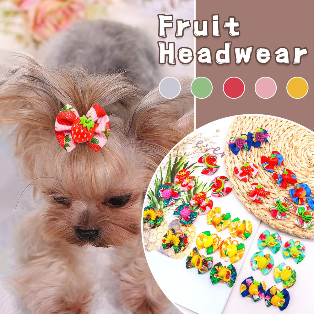 Bulk Dog Hair Bow Summer Fruit Small Dog Bows Fashion Hair Bows Rubber Cute Pet Dog Grooming Accessories For Small Dogs Cats