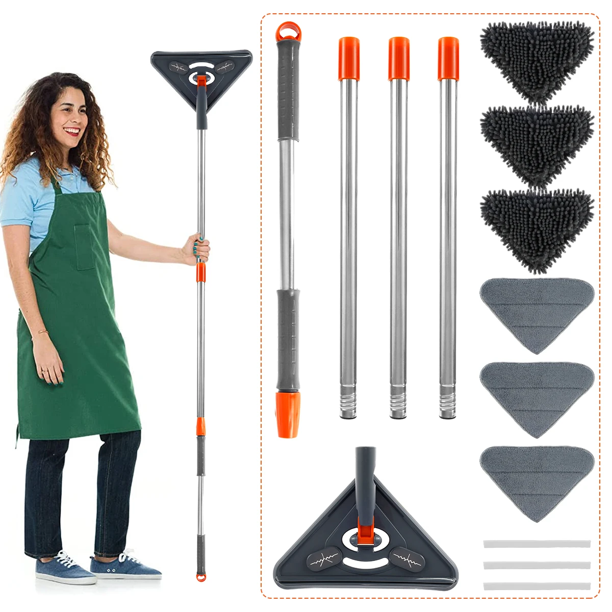 

Cleaning Mop 360° Rotatable Adjustable Length Triangular Mop Soft Super Water Absorption Dry and Wet Wall Cleaning Mop for Floor