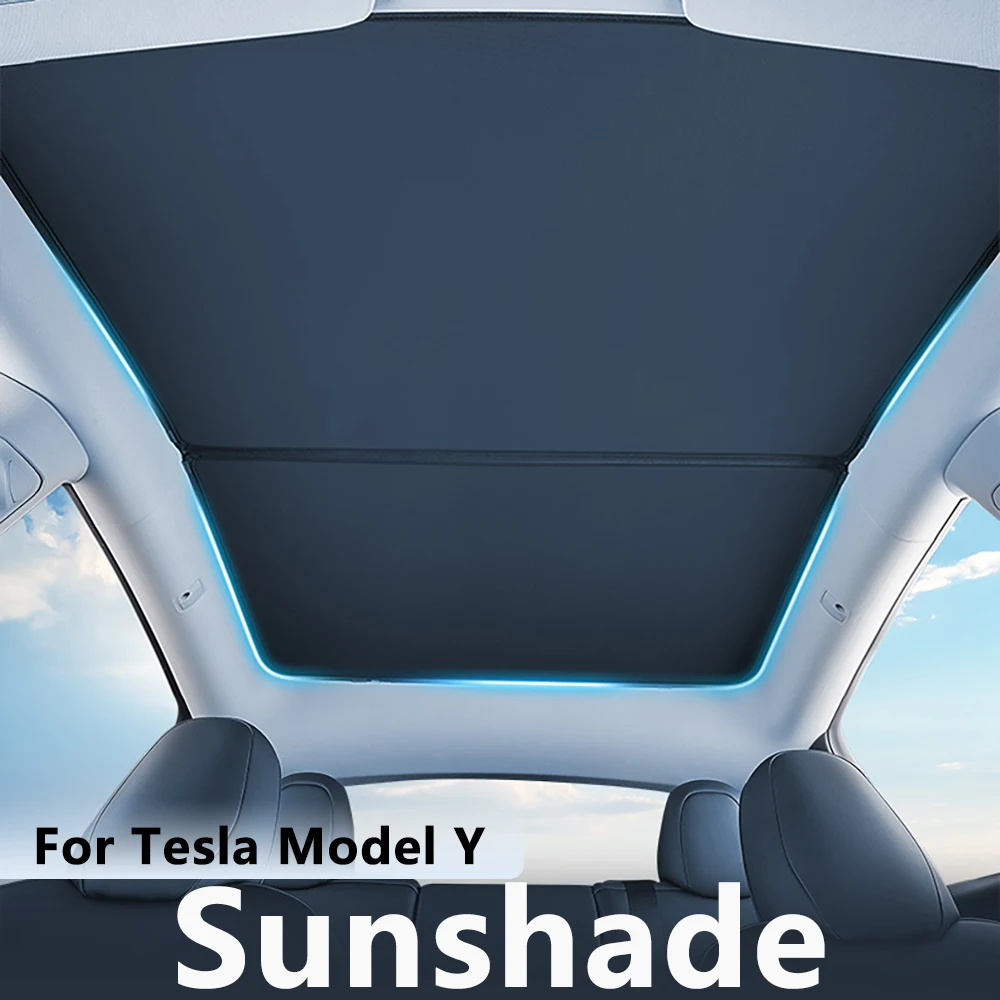 Upgrade Split Sunshade Cool Down Skylight Glass Roof Shading Buckle Sun Shades For Tesla Model Y Front Rear Sunroof Windshield