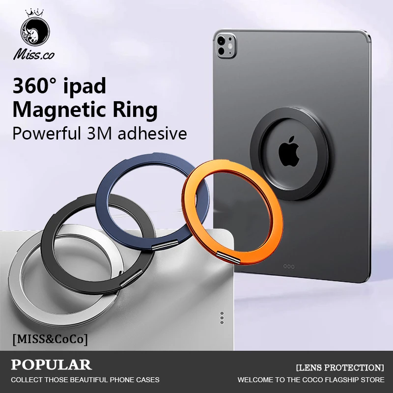 Aluminum Alloy Magnetic Tablet Holder with 360° Rotation and Strong Adhesive Anti-Fall Grip