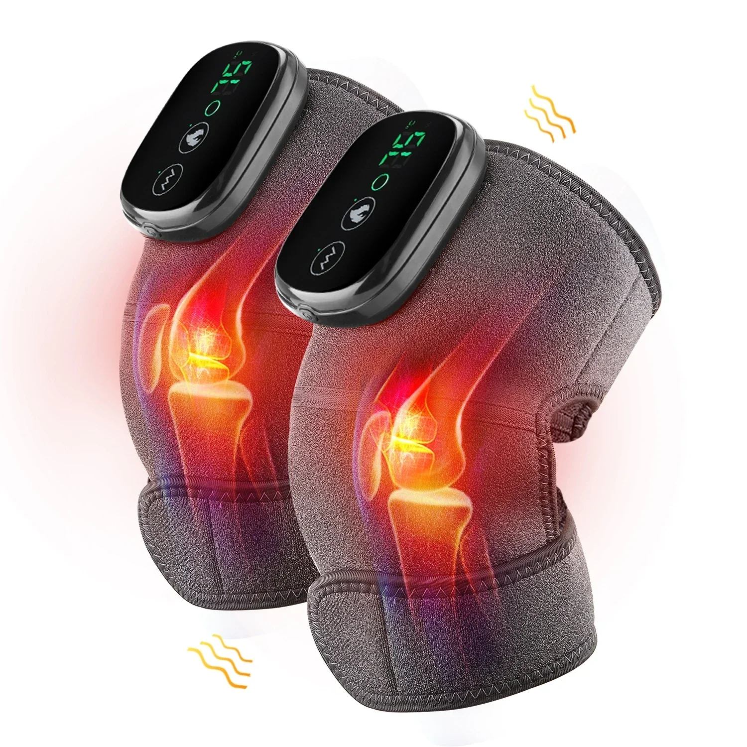 Eletric Heating Device Vibration Physiotherapy Knee Pads for Elbow Joint Osteoarthritis Rheumatic Pain Warm Massage_voghion.com