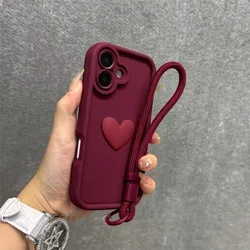 Custodia per telefono con fascia a forma di cuore 3D