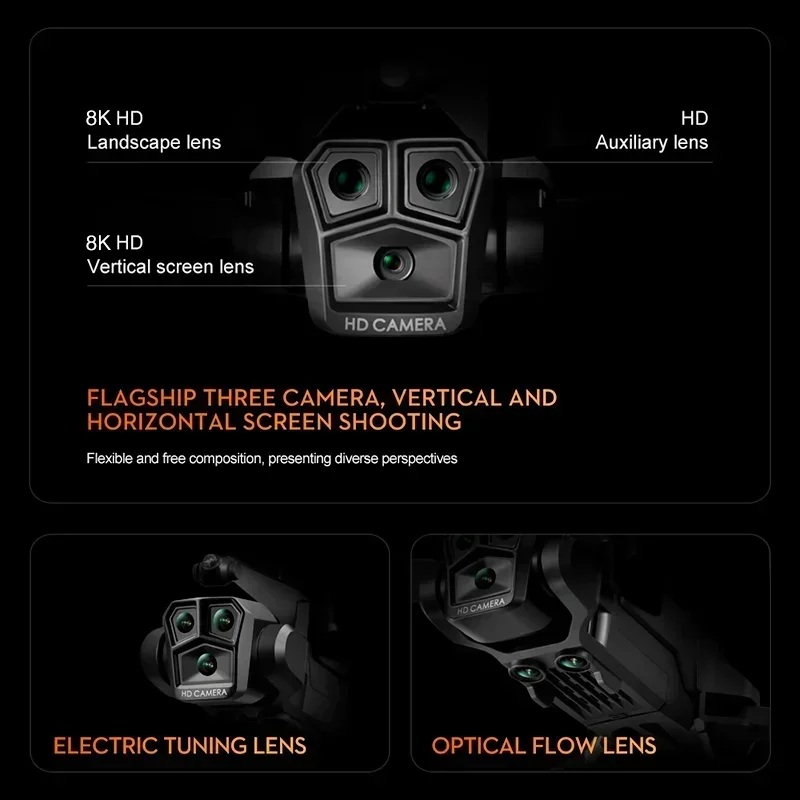 Description Picture 3 of itemFor Iconic Brand K10 Max Drone 8K Professinal Three Camera Brushless Motor Unmanned Aerial With Optical Flow Positioning Function