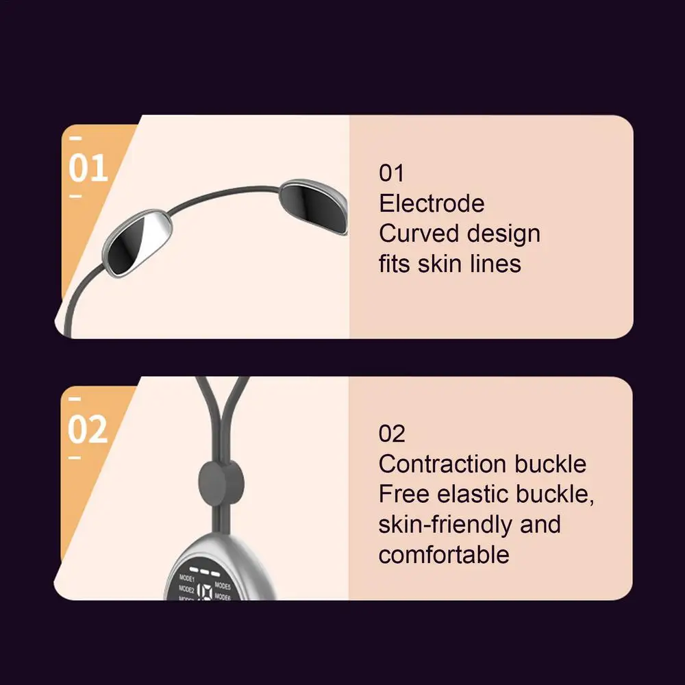 Portable Lymphatic Relief Neck Massager Neck Shoulder Cervical Spine Massager EMS Muscle Massager With 8 Modes 19 Intensity