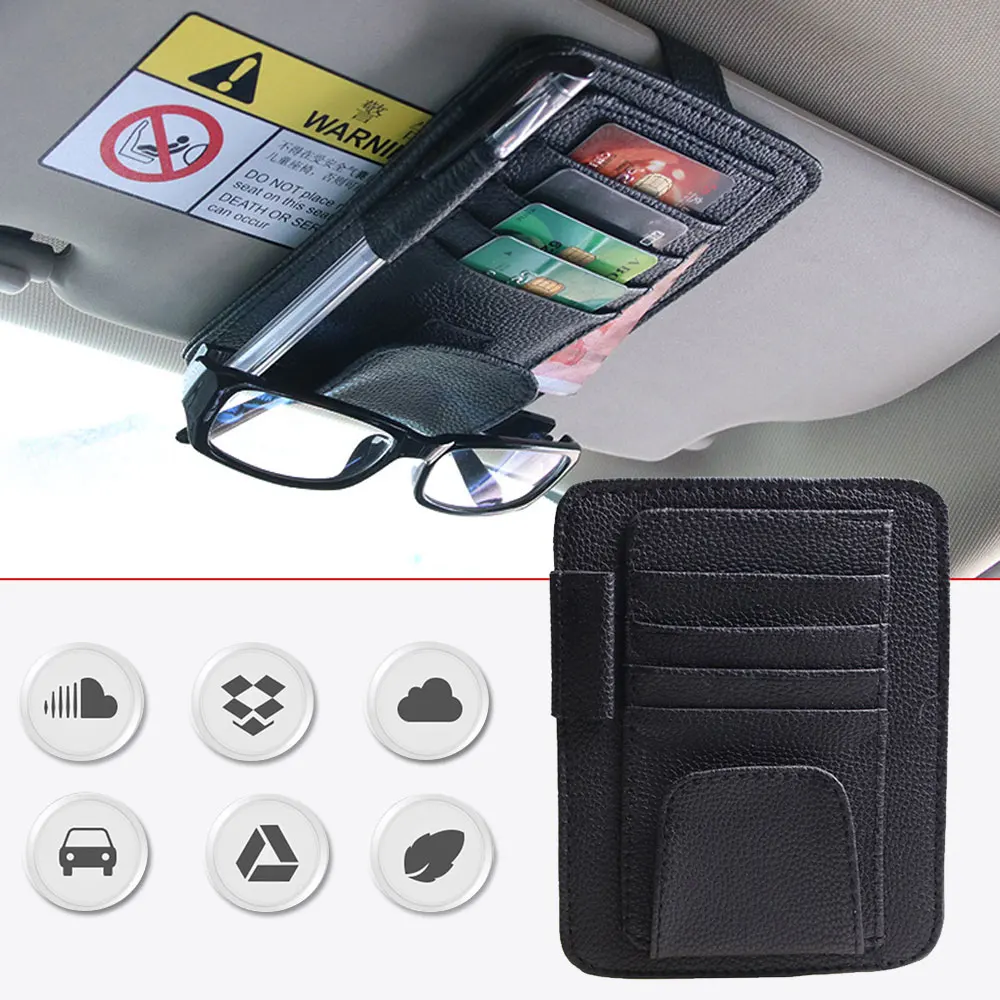 

1Pc Car Auto Gadgets Car Sun Visor Point Organizer Storage Pocket Pouch Bag IC Card Glasses Storage Holder Clip Stowing Tidying