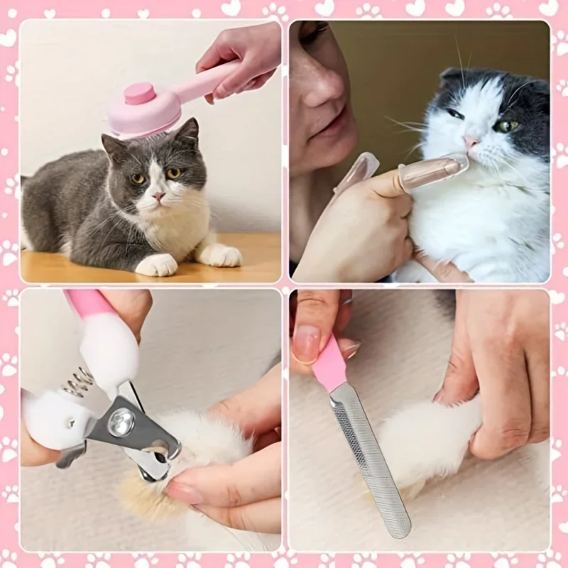 8Pcs Cat Brush Beauty Kit With Pet Nail Clippers 5 8Pcs Cat Brush Beauty Kit With Pet Nail Clippers 5