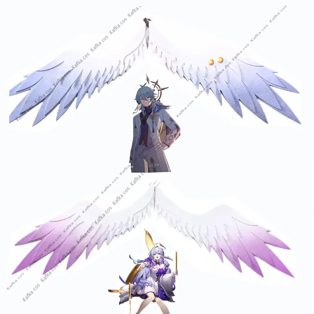 Cosplay Perücke Honkai Star Rail Blaue Haare Flügel Kopfschmuck Sängerin Halloween Party für Frauen Mädchen Requisiten 8