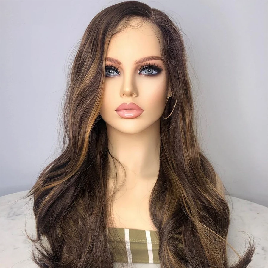 Highligt Blonde Body Wave 28'' 5x5 Silk Base Glueless Soft Jewish Human Hair Wig With Baby Hair HD Lace European Preplucked human hair wig