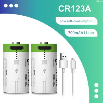 Batterie CR123A 3.7V Li-ion 16340 17345 Ricaricabili per Penna Laser Torcia LED + Cavo Type-C Ricarica Rapida