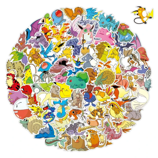 100pcs Sticker Pokemon Sticke Luggage Notebook Skateboard Helmet Sticker  Anime Stickers Cute Pikachu Sticker Pack