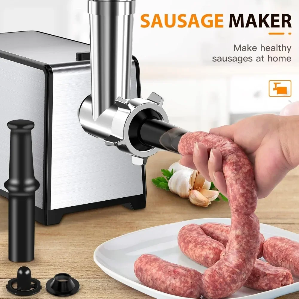 2500W Electric Meat Grinder, Sausage Stuffer Maker, Stainless Steel Food Grinder with Sausage Tube Kubbe Maker for Home Kitchen 4