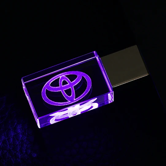 thumbnail image 1 of Nuevo regalo de coche, unidad flash USB de cristal de moda de 128 GB con luz LED, memoria USB con logotipo personalizado gratuito, unidad de almacenamiento externo, 1 of 5