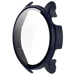 Premium Glass Hard Case with Tempered Screen Protector and Anti-Scratch Bumper Shield for Amazfit Balance (Midnight Blue)