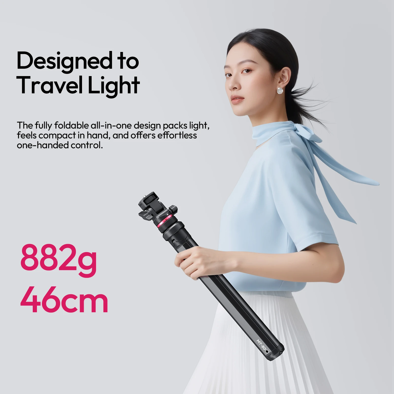 Ulanzi MT-80 Auto-Open Tripod 2M with Universal 1/4" Mount for Travel Cameras Video Lights Photography Light Stand Studio Shots